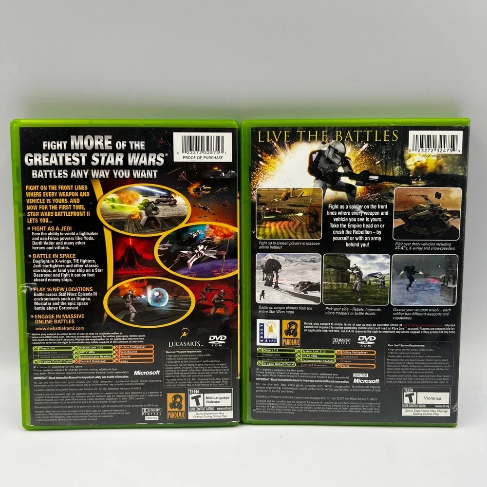Star Wars Battlefront 1 & 2 Original Xbox Bundle CIB LucasArts Pandemic Games